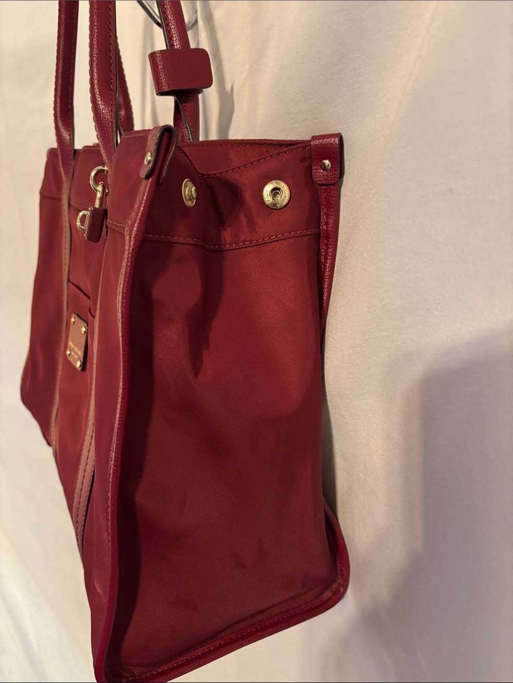 Henri Bendel Womens Tote Bag Purse Maroon Red Nylon - Picture 5 of 11
